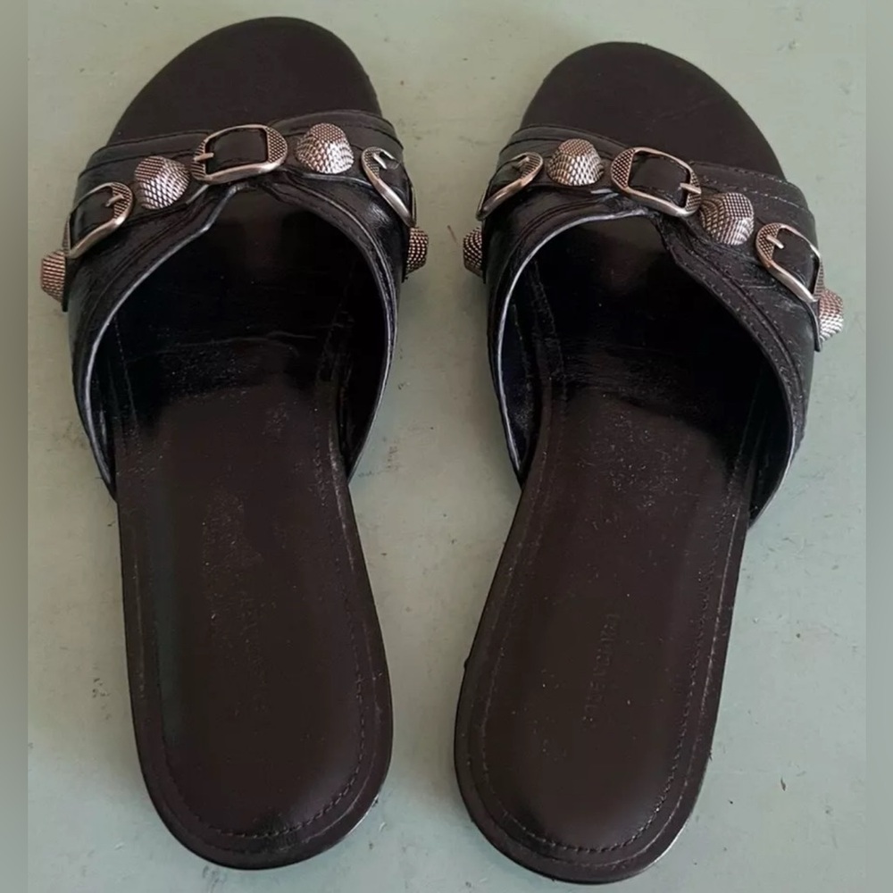 Balenciaga’s Women’s Cagole Arena Slip On Studded Sandals Shoes 38.5 - Picture 5 of 7